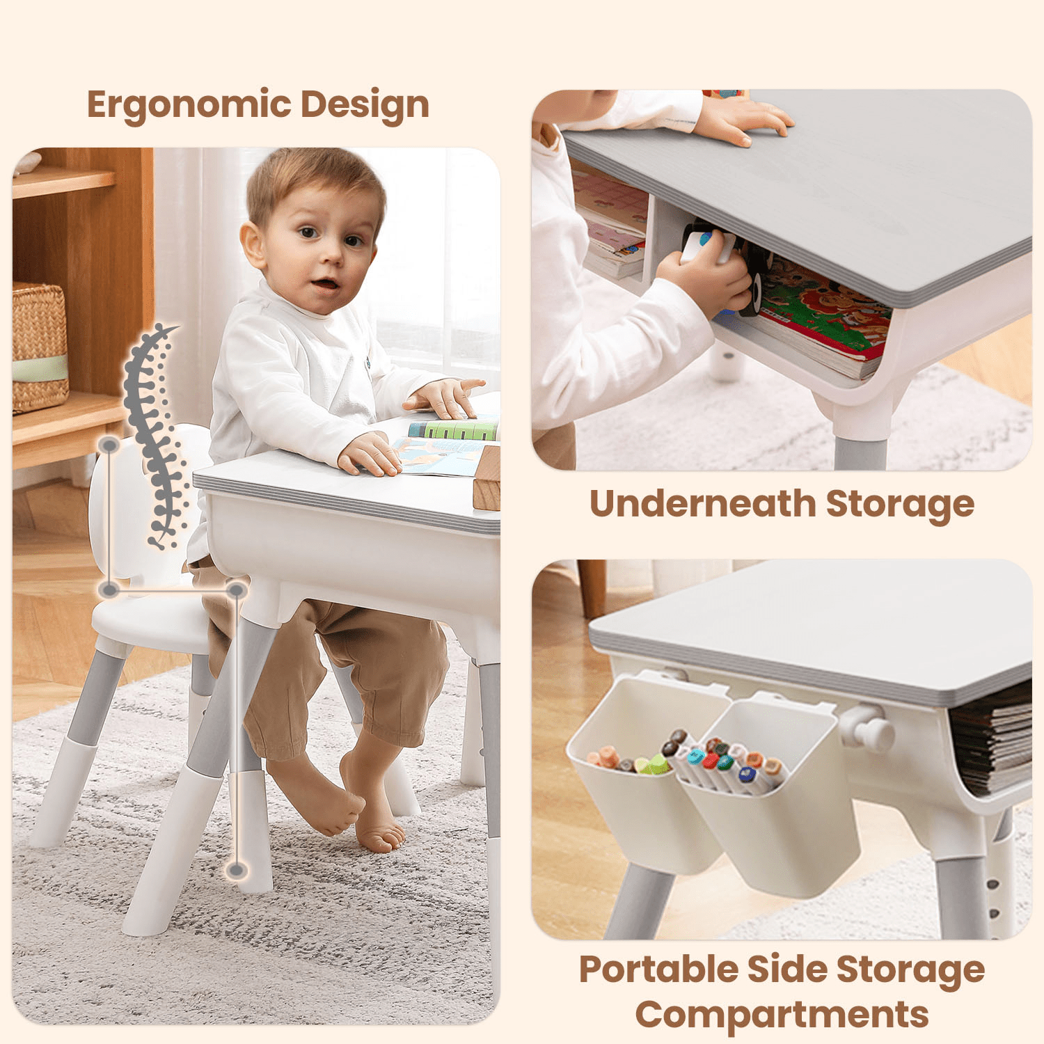 R for Rabbit Little Genius Woodland Kids Study Table With Chair - Table and Chair