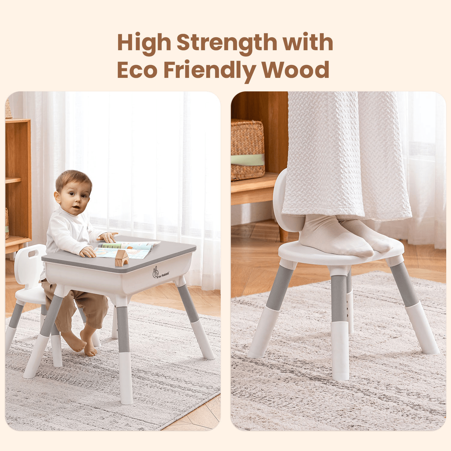 R for Rabbit Little Genius Woodland Kids Study Table With Chair - Table and Chair