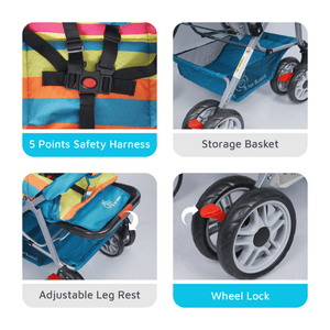 R for Rabbit Lollipop Lite Colorful Baby Stroller - Blue Multicolor - Baby Stroller & Prams