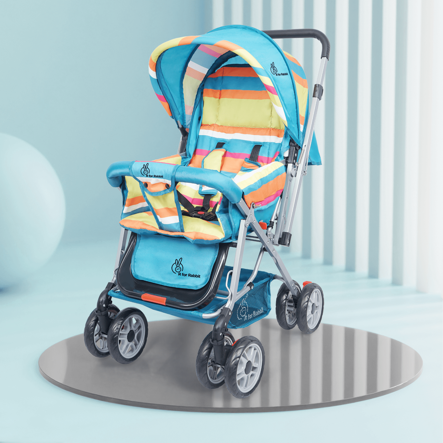 R for Rabbit Lollipop Lite Colorful Baby Stroller - Blue Multicolor - Baby Stroller & Prams
