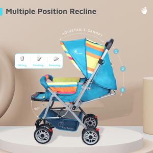 R for Rabbit Lollipop Lite Colorful Baby Stroller - Blue Multicolor - Baby Stroller & Prams
