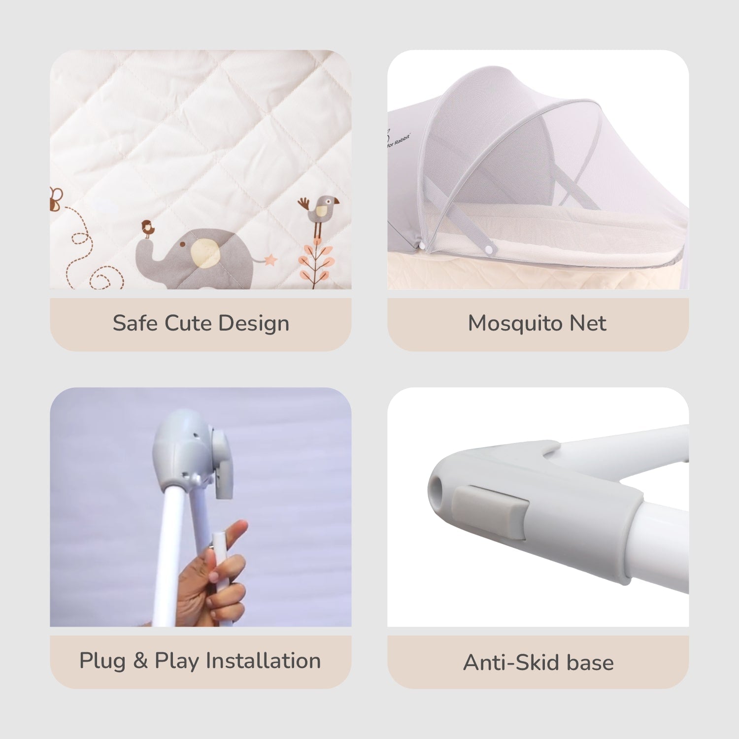 R for Rabbit Lullabies Baby Cradle - Cream - CDLBC01