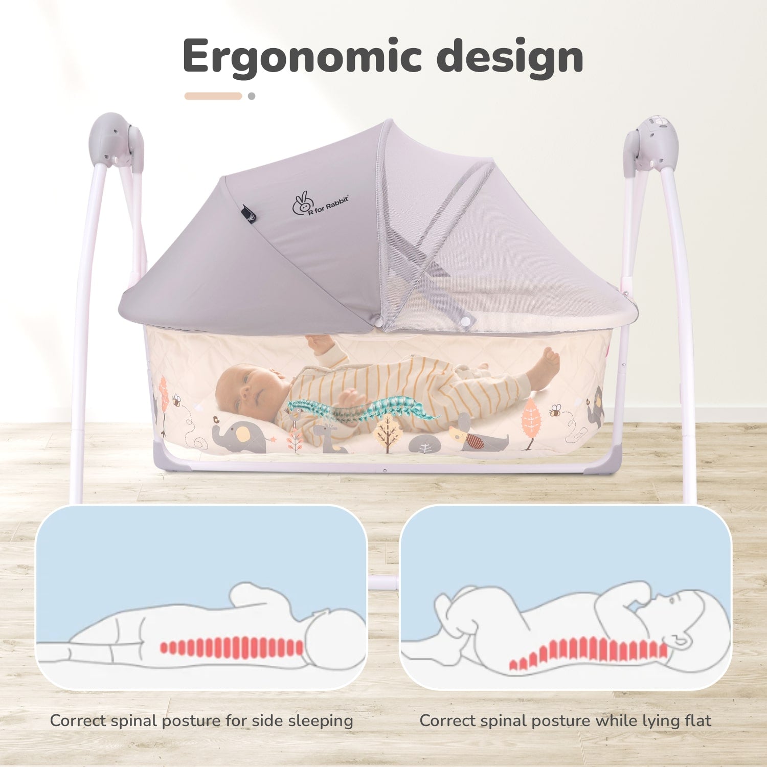 R for Rabbit Lullabies Baby Cradle - Cream - CDLBC01