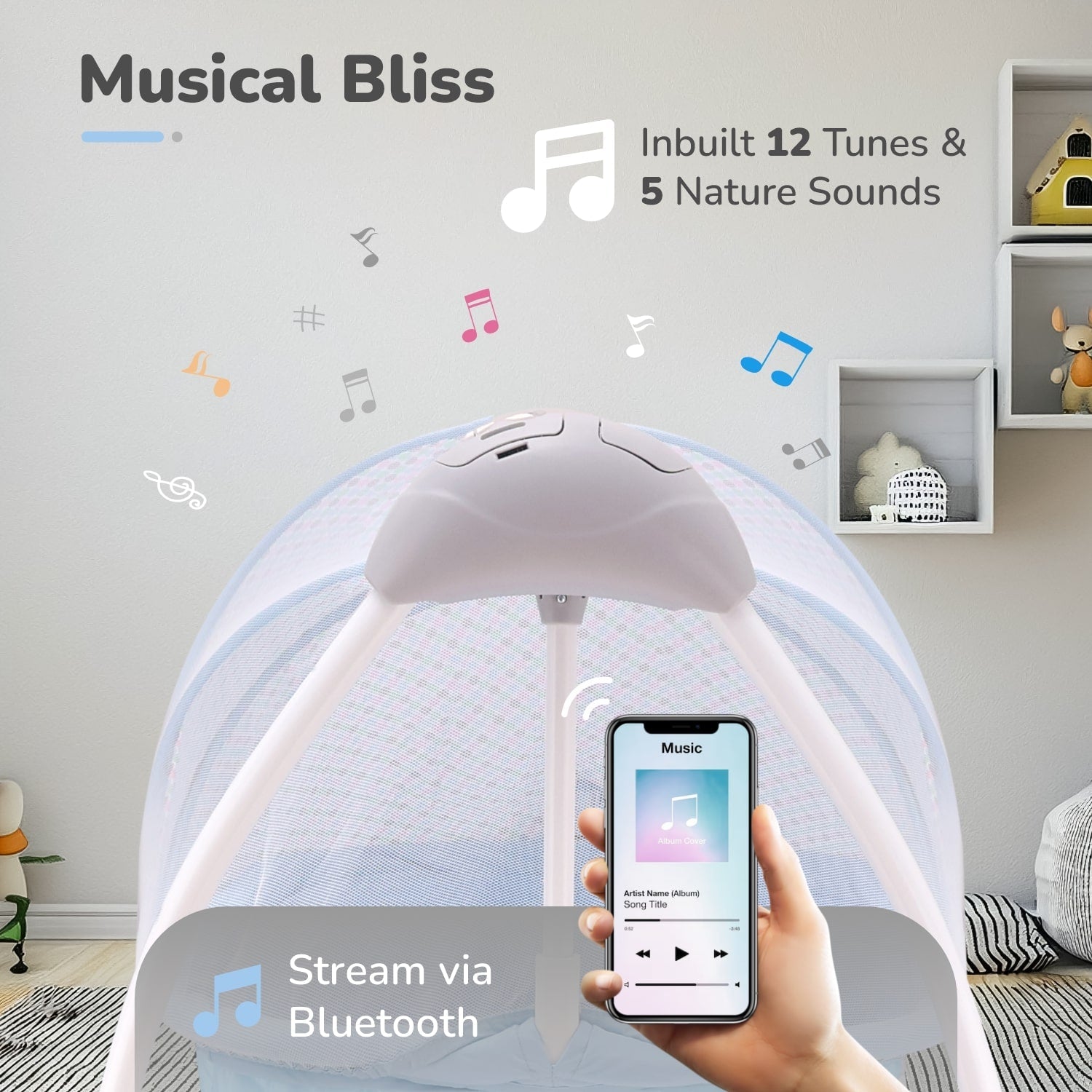R for Rabbit Lullabies Baby Cradle & Swing - Blue - CDLBB01