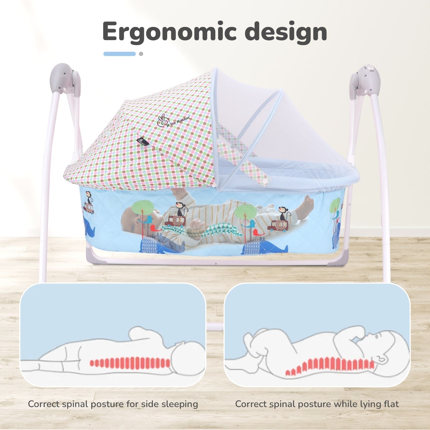 R for Rabbit Lullabies Baby Cradle & Swing - Blue - CDLBB01