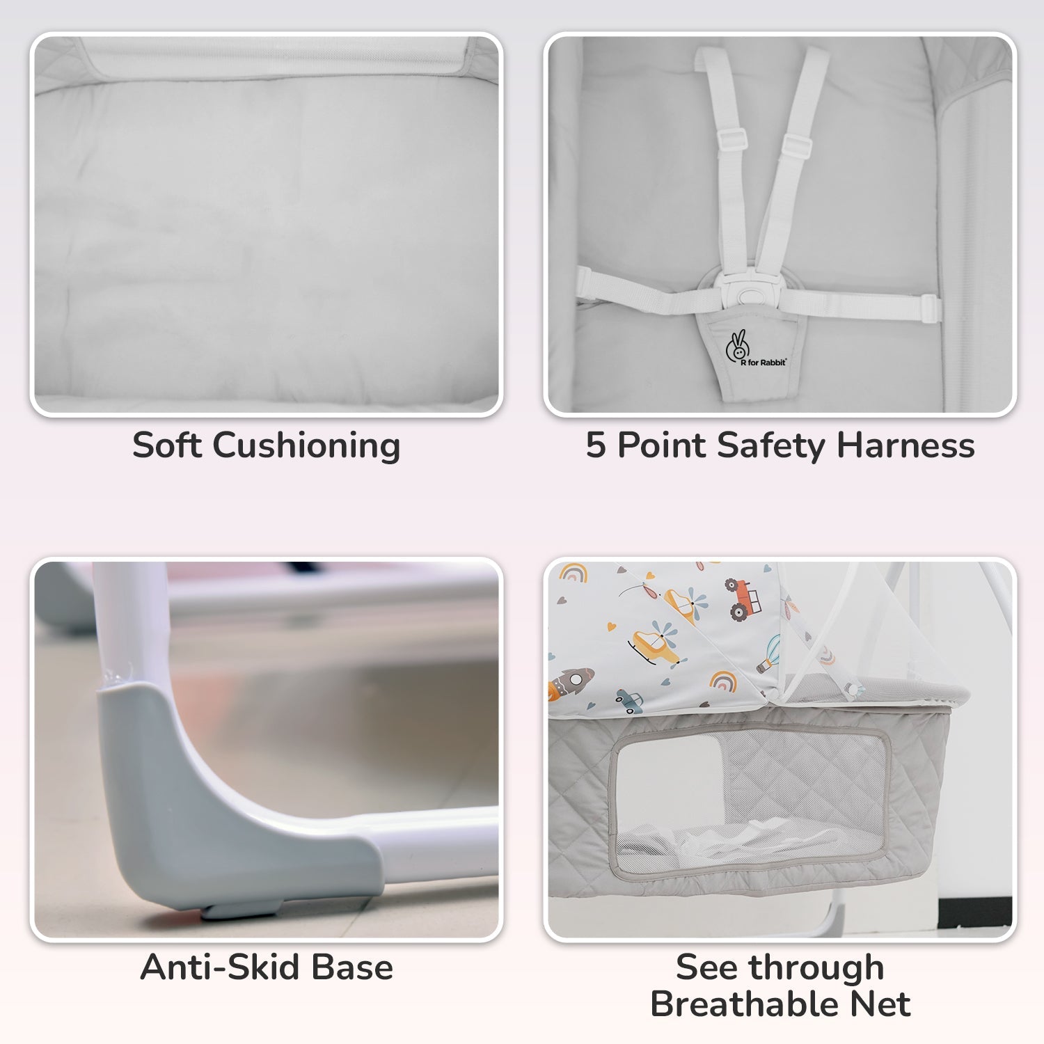 R for Rabbit Lullabies Plus cradle - Grey - CDLBPGY04