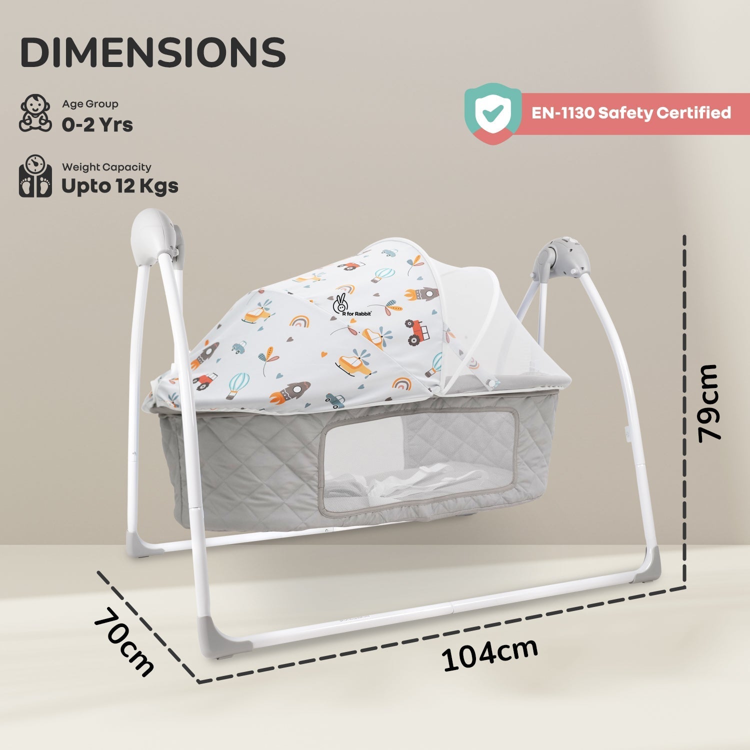 R for Rabbit Lullabies Plus cradle - Grey - CDLBPGY04