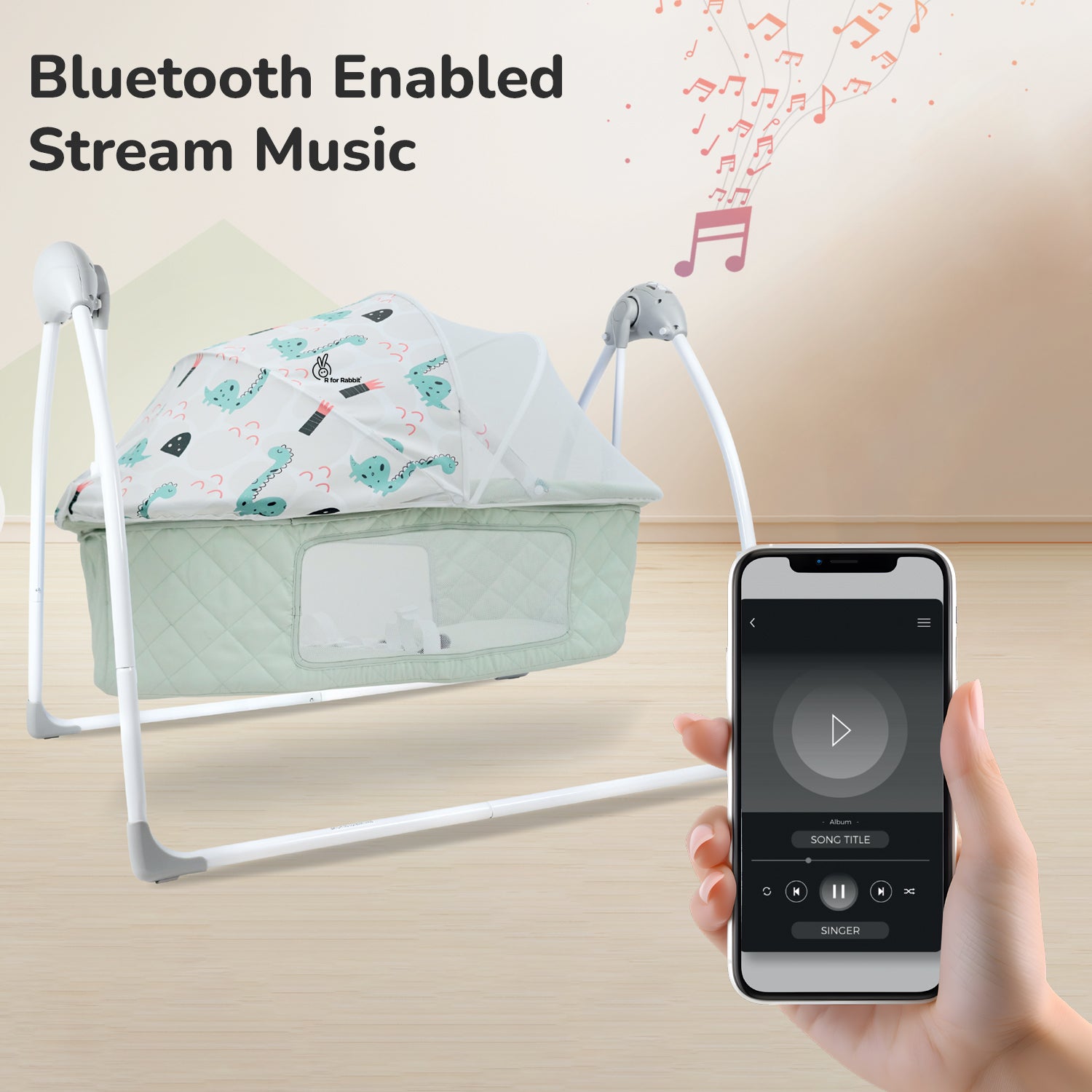 R for Rabbit Lullabies Plus cradle - Sea Green - CDLBPSG04