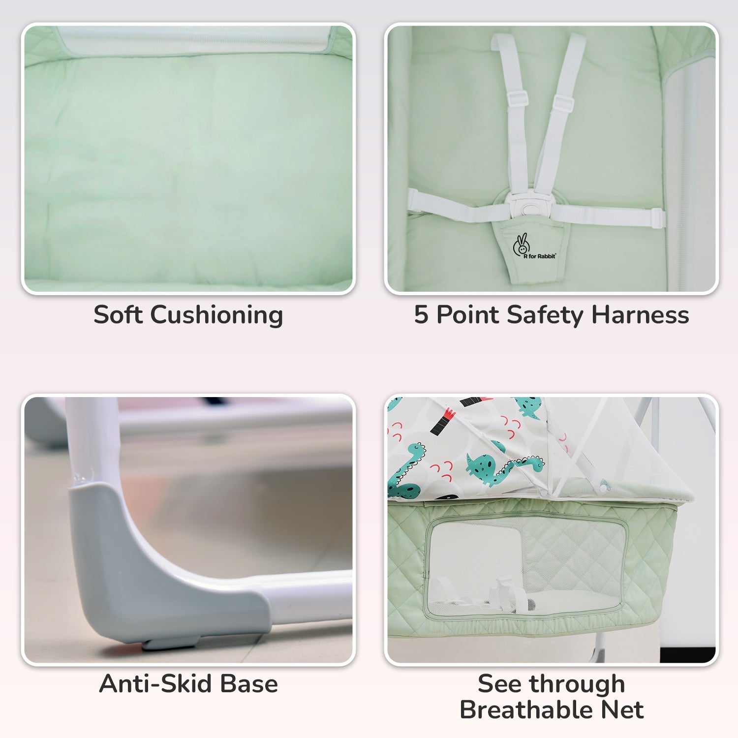 R for Rabbit Lullabies Plus cradle - Sea Green - CDLBPSG04