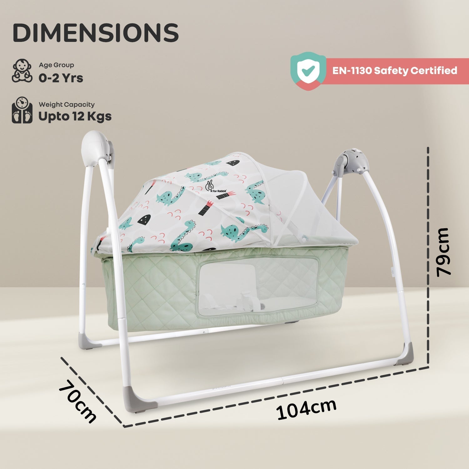 R for Rabbit Lullabies Plus cradle - Sea Green - CDLBPSG04