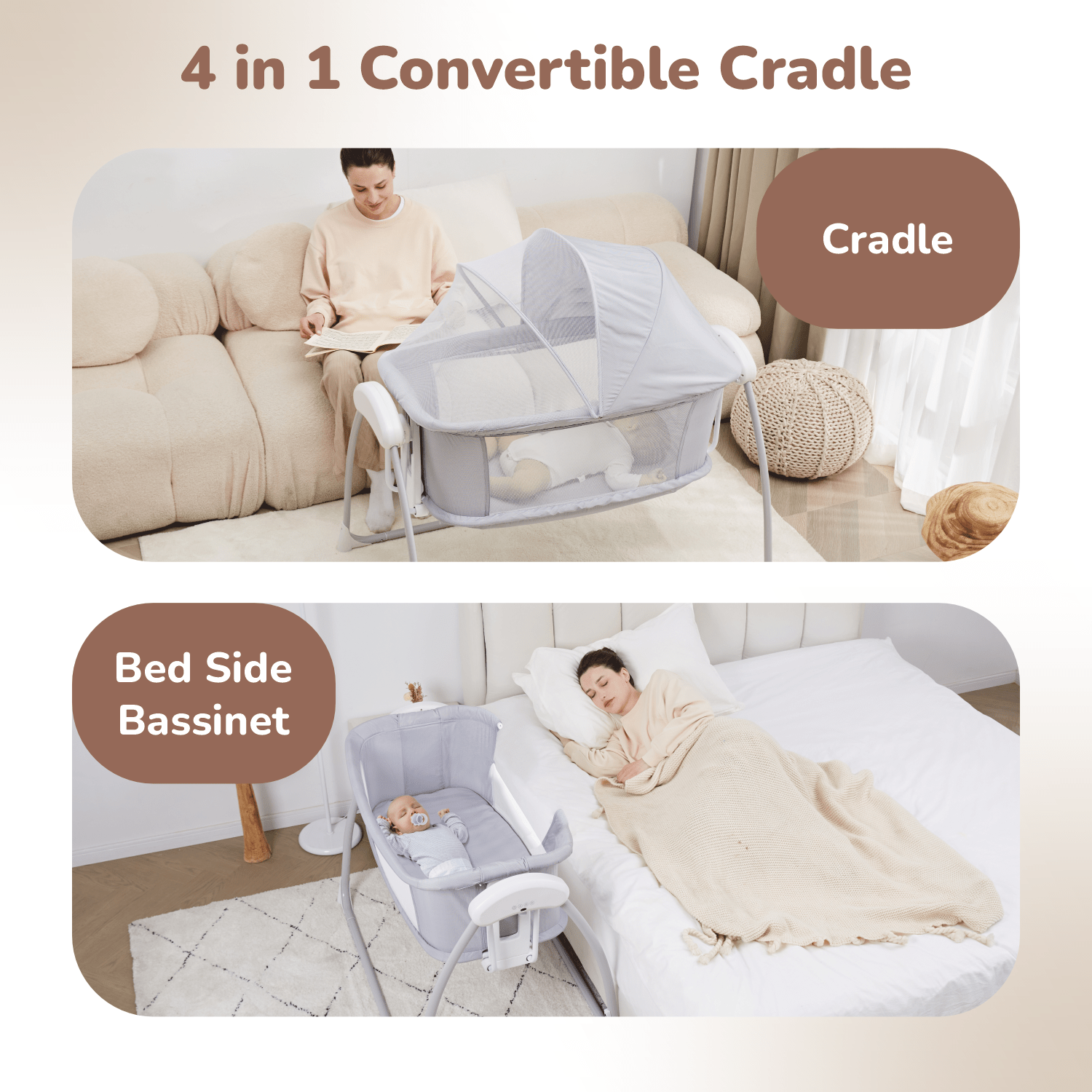 R for Rabbit lullabies Smart - Grey Cradle