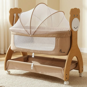 R for Rabbit Lullabies Woodsy Manual Baby Cradle - Beige - Cradle