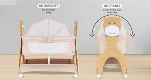 R for Rabbit Lullabies Woodsy Manual Baby Cradle - Beige - Cradle