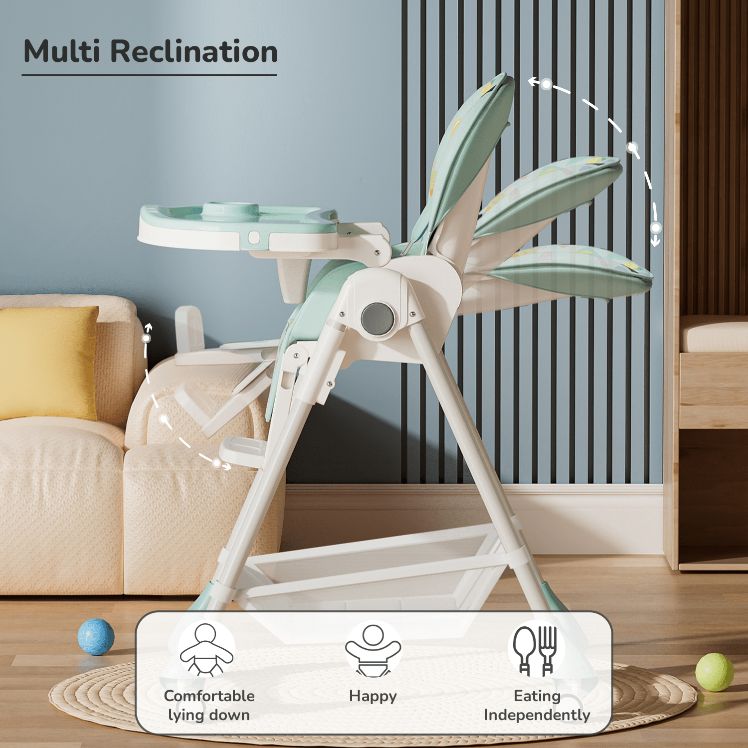 R for Rabbit Marshmallow High Chair - Candy Blue - Baby High Chair