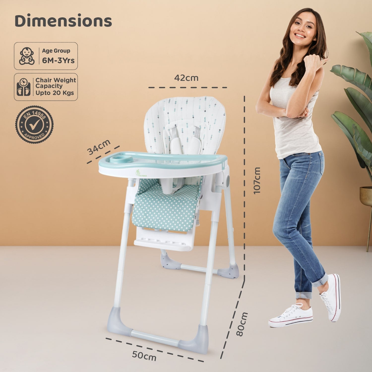 R for Rabbit Marshmallow Lite High Chair - Blue - HCMMLB2