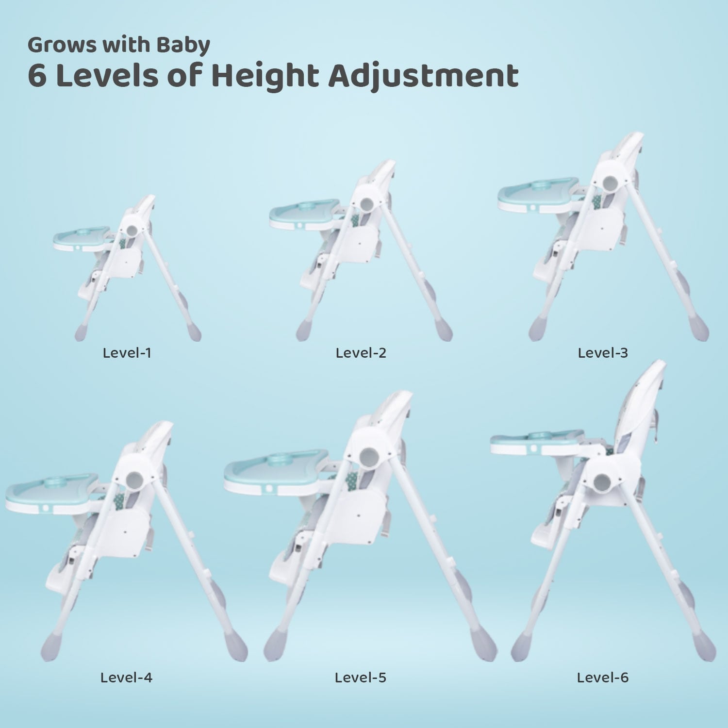 R for Rabbit Marshmallow Lite High Chair - Blue - HCMMLB2