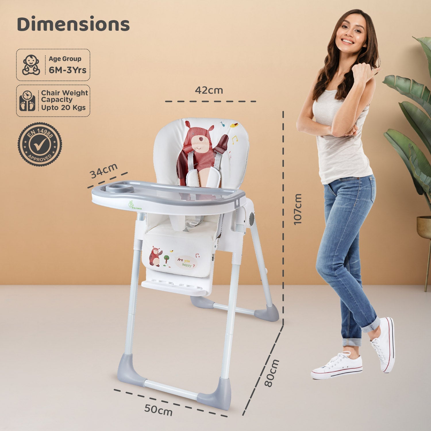 R for Rabbit Marshmallow Lite High Chair - Grey - HCMMLG2