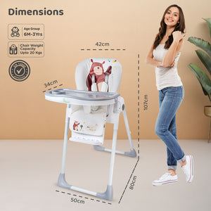 R for Rabbit Marshmallow Lite High Chair - Grey - HCMMLG2