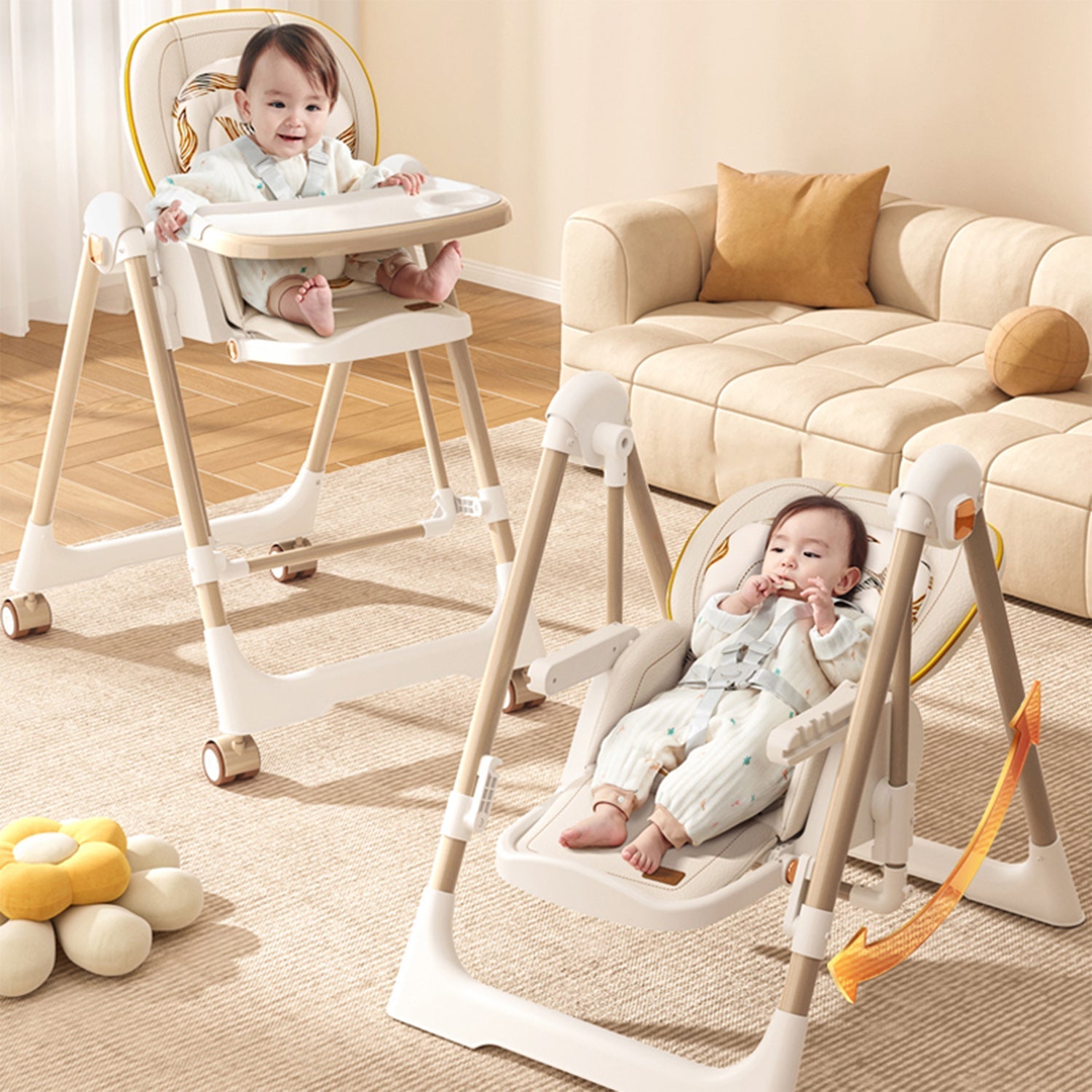 R for Rabbit Marshmallow Smart High Chair - Abstract Beige - HCMMSAB4