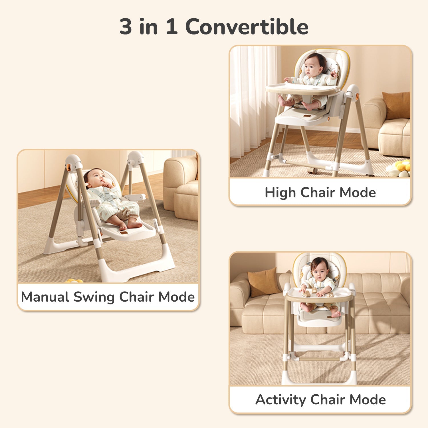 R for Rabbit Marshmallow Smart High Chair - Abstract Beige - HCMMSAB4
