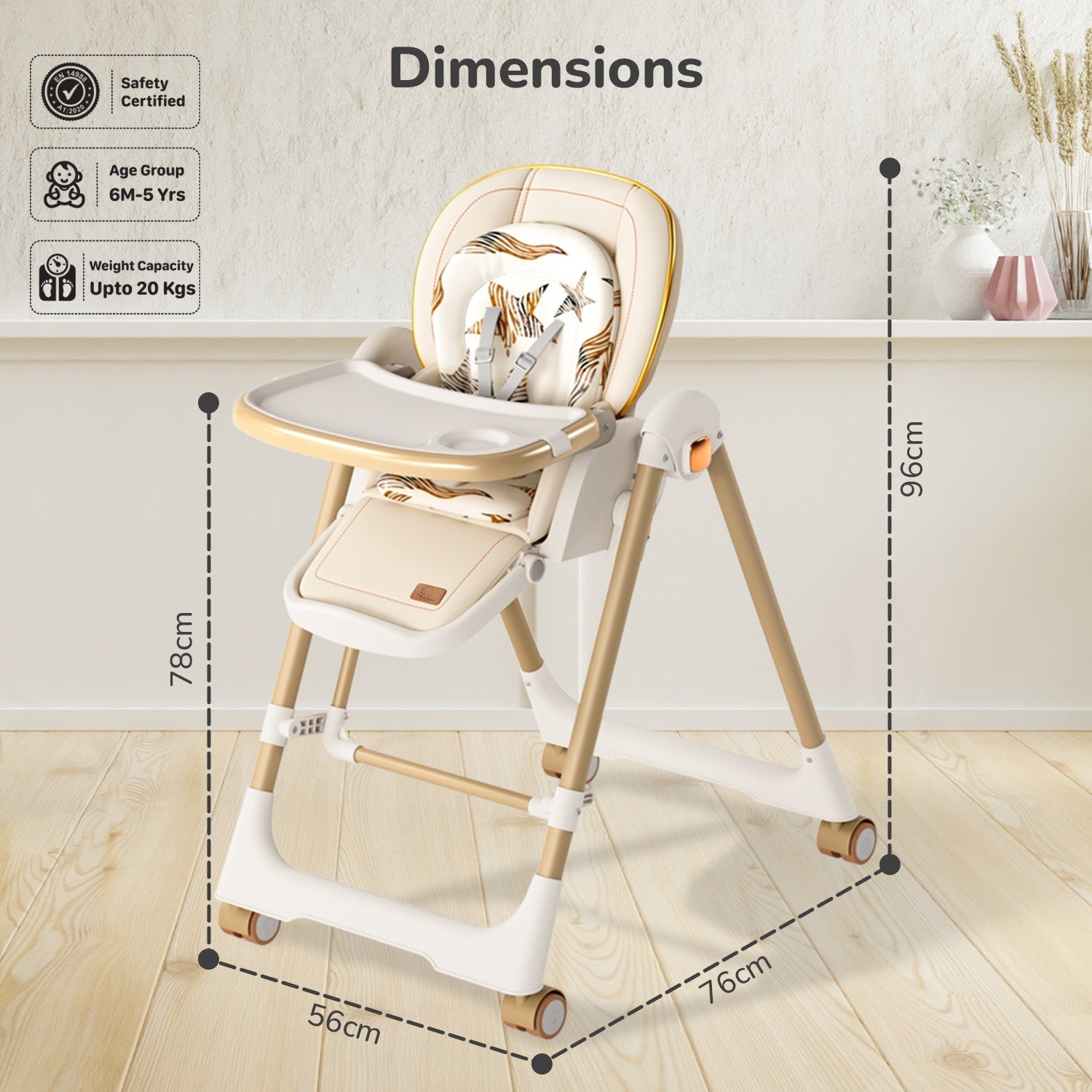 R for Rabbit Marshmallow Smart High Chair - Abstract Beige - HCMMSAB4