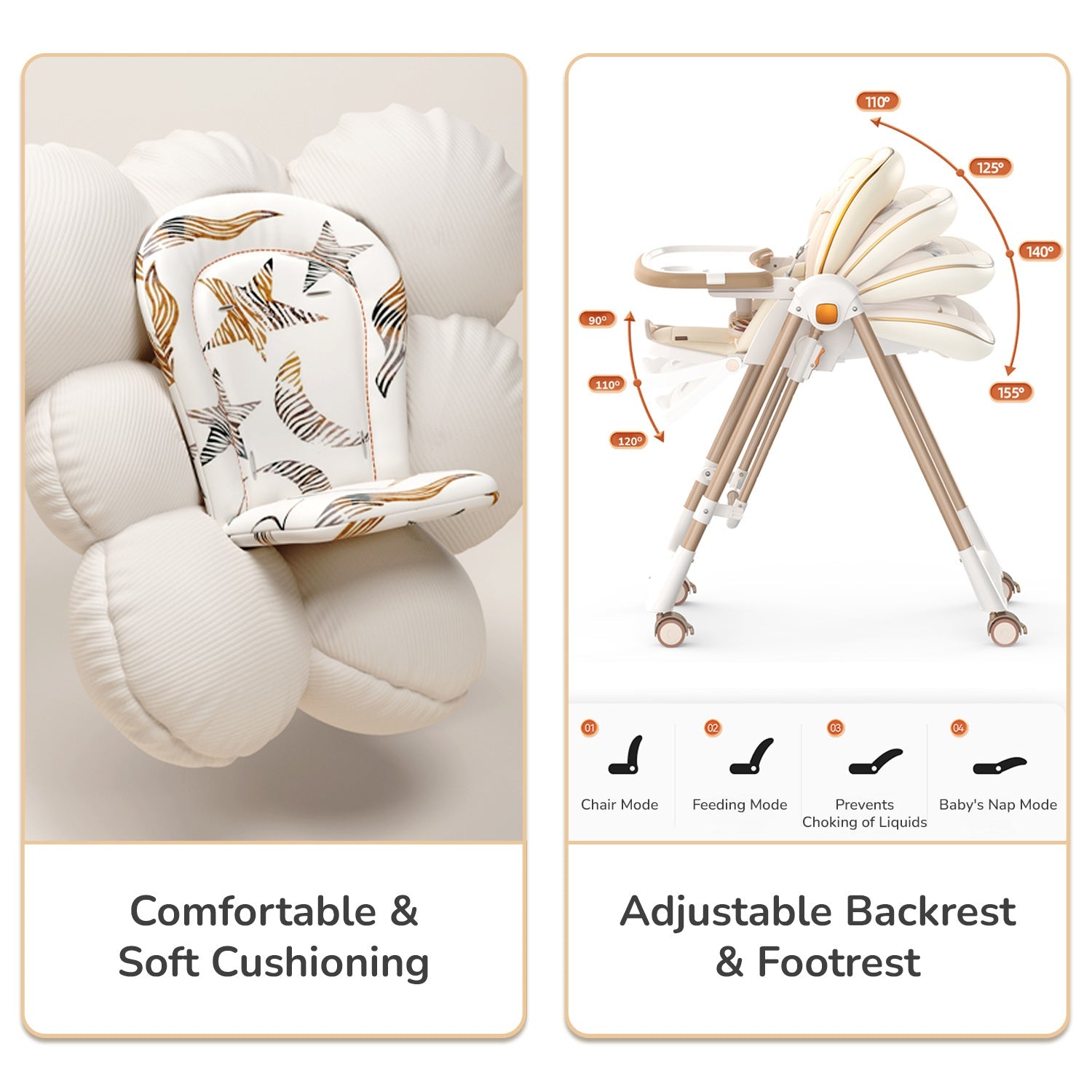 R for Rabbit Marshmallow Smart High Chair - Abstract Beige - HCMMSAB4