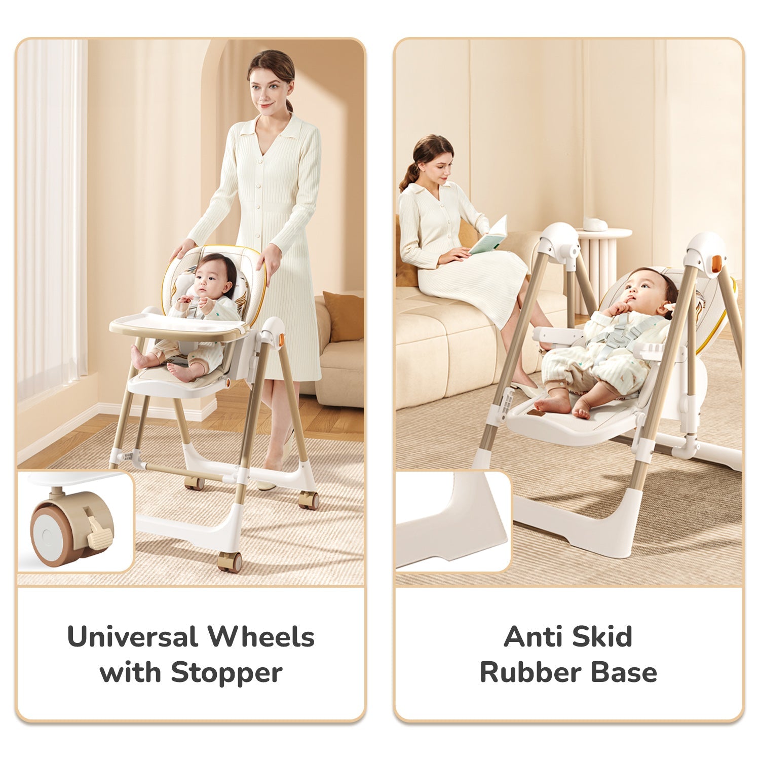 R for Rabbit Marshmallow Smart High Chair - Abstract Beige - HCMMSAB4