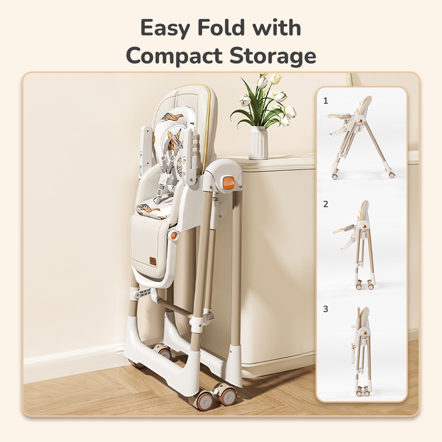 R for Rabbit Marshmallow Smart High Chair - Abstract Beige - HCMMSAB4