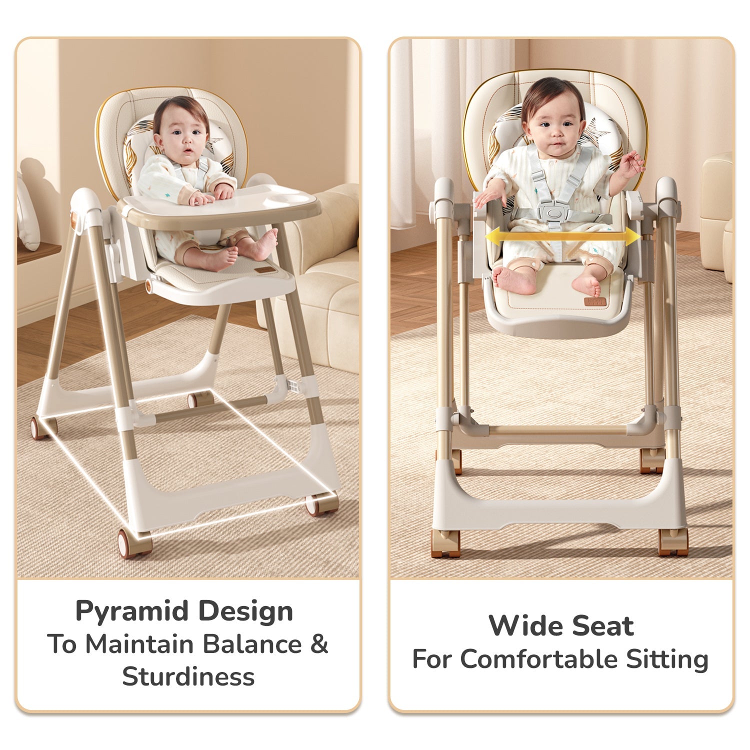 R for Rabbit Marshmallow Smart High Chair - Abstract Beige - HCMMSAB4