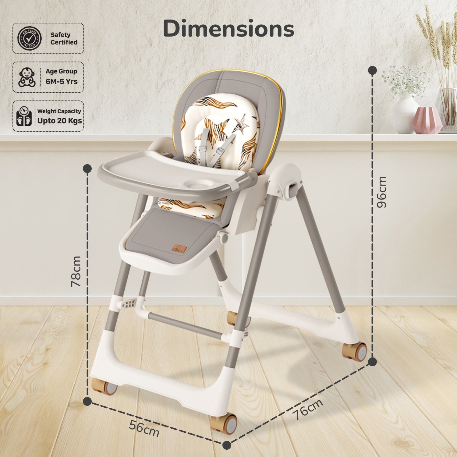R for Rabbit Marshmallow Smart High Chair - Abstract Grey - HCMMSAG4