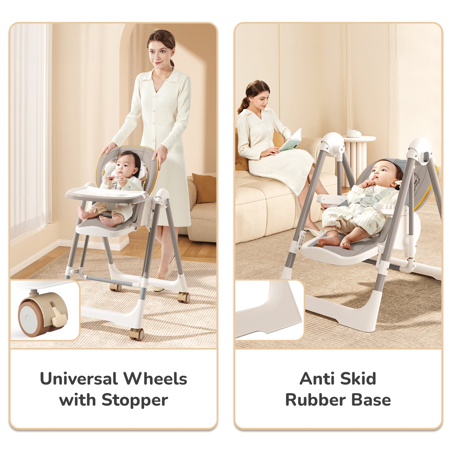 R for Rabbit Marshmallow Smart High Chair - Abstract Grey - HCMMSAG4
