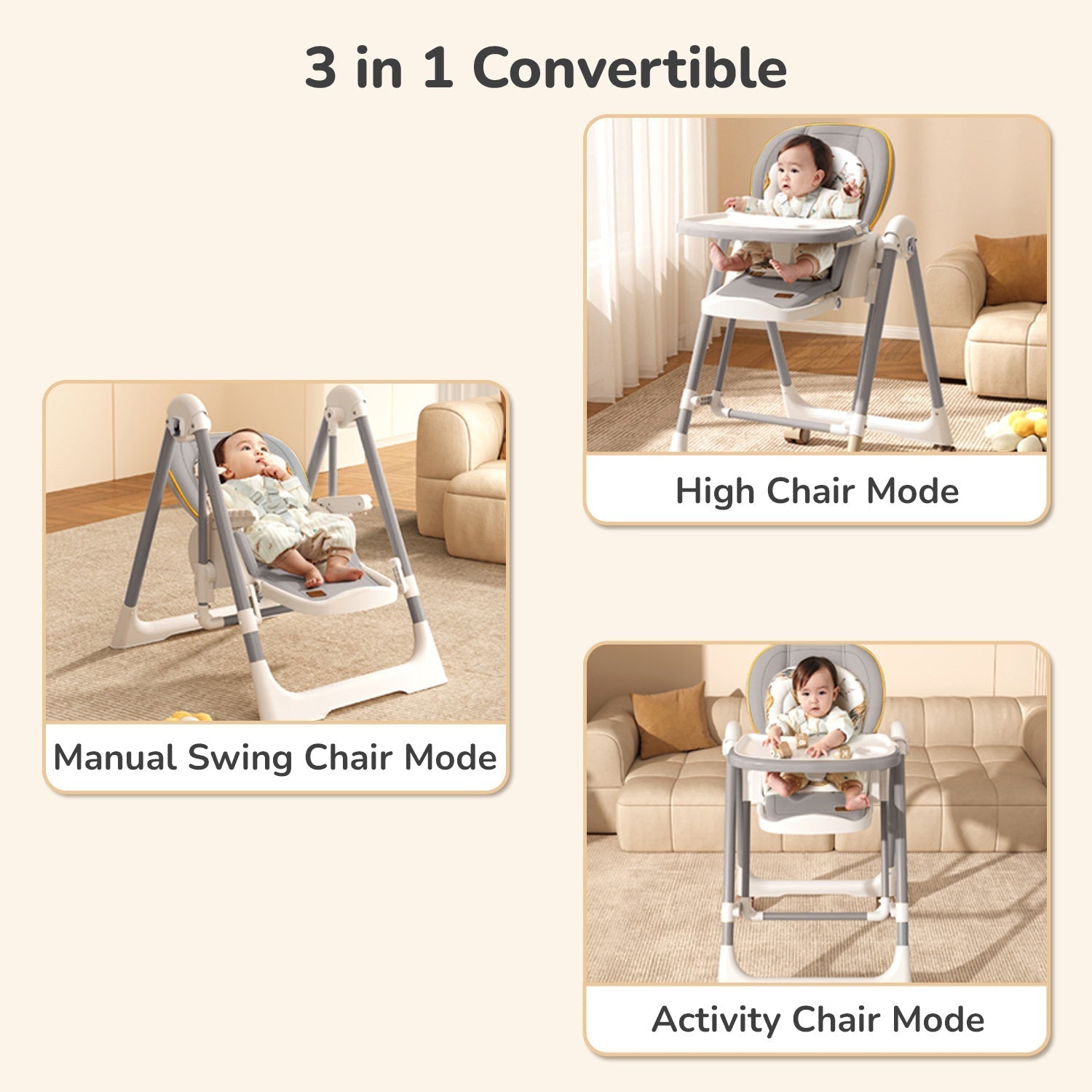 R for Rabbit Marshmallow Smart High Chair - Abstract Grey - HCMMSAG4