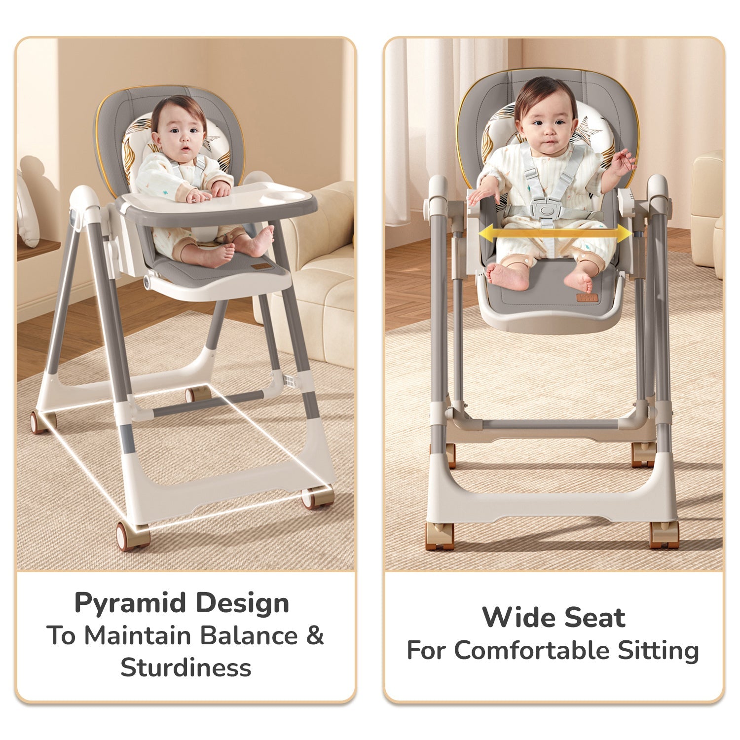 R for Rabbit Marshmallow Smart High Chair - Abstract Grey - HCMMSAG4
