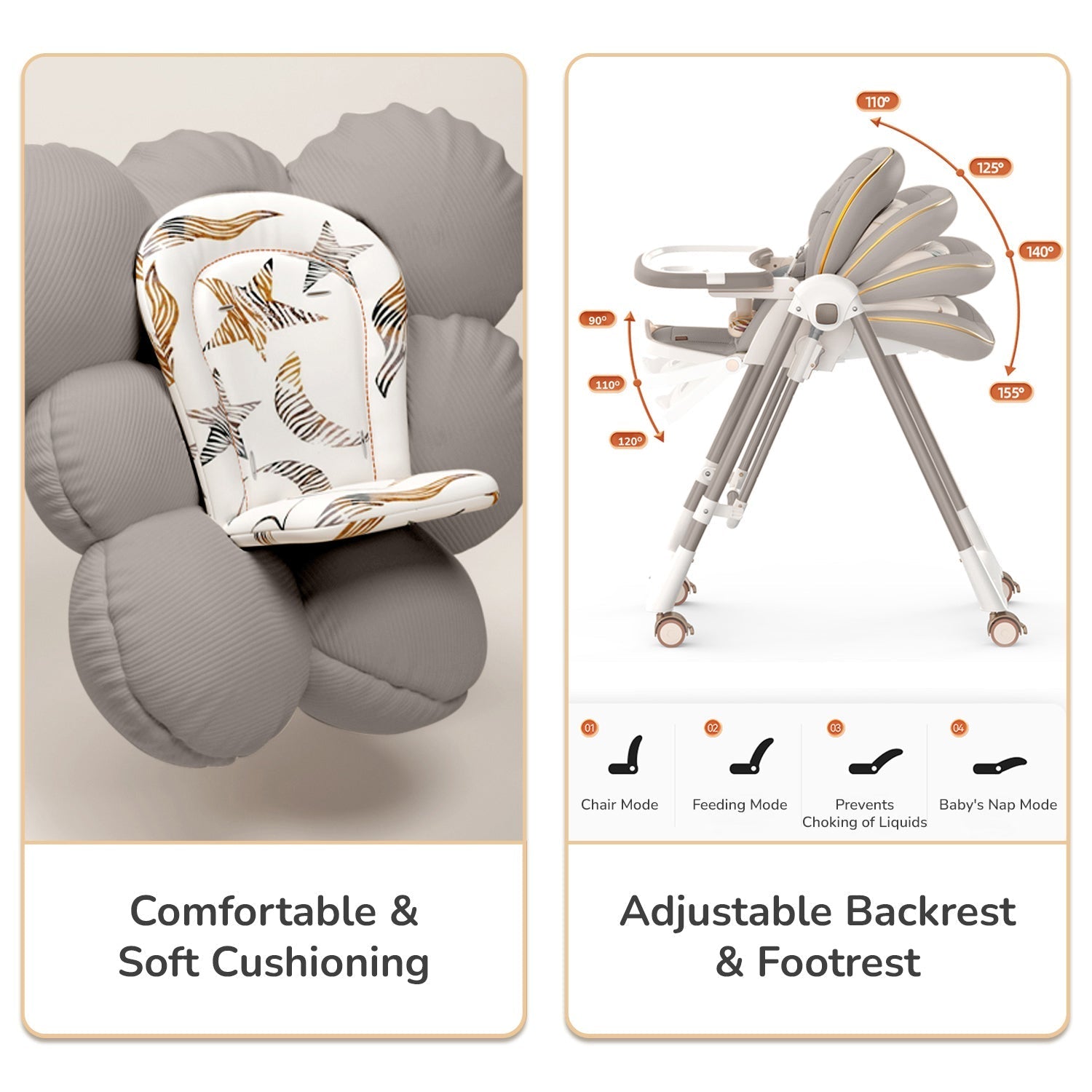 R for Rabbit Marshmallow Smart High Chair - Abstract Grey - HCMMSAG4