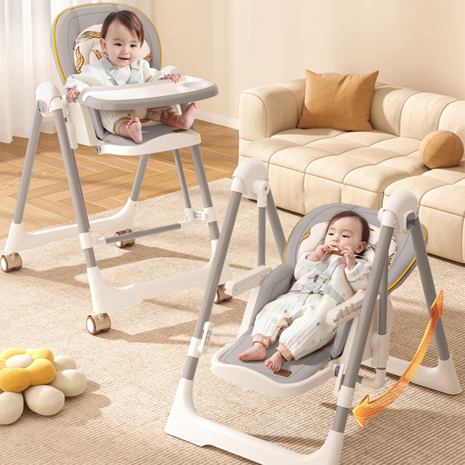 R for Rabbit Marshmallow Smart High Chair - Abstract Grey - HCMMSAG4