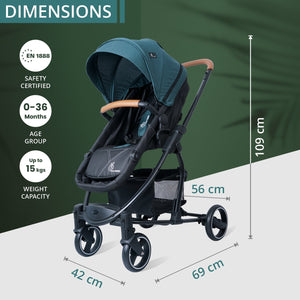 R for Rabbit Paradise Stroller - Bottle Green - Baby Stroller & Prams