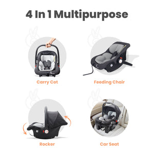 R for Rabbit Picaboo Grand 4 In 1 Multi Purpose Baby Car Seat - Black Grey - ICPBBG2