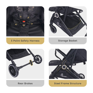 R for Rabbit Pocket Air Stroller - Black - Baby Stroller & Prams