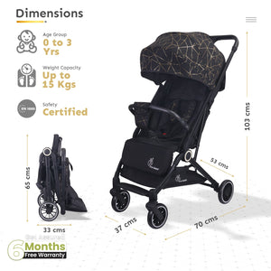 R for Rabbit Pocket Air Stroller - Black - Baby Stroller & Prams