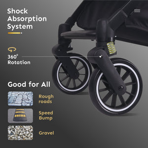 R for Rabbit Pocket Air Stroller - Black - Baby Stroller & Prams