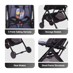 R for Rabbit Pocket Stroller Lite Baby Stroller - Grey - Baby Stroller & Prams