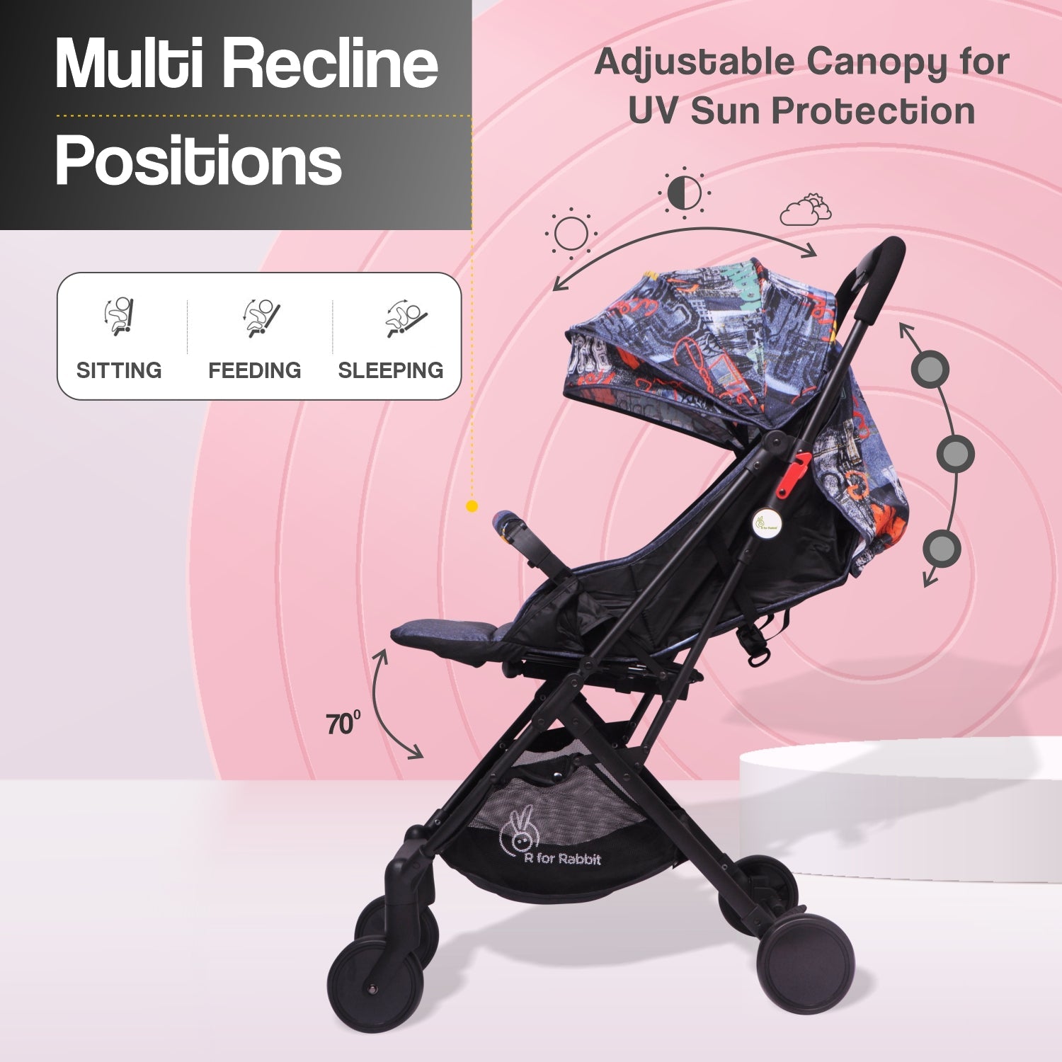 R for Rabbit Pocket Stroller Lite Baby Stroller - Grey - Baby Stroller & Prams