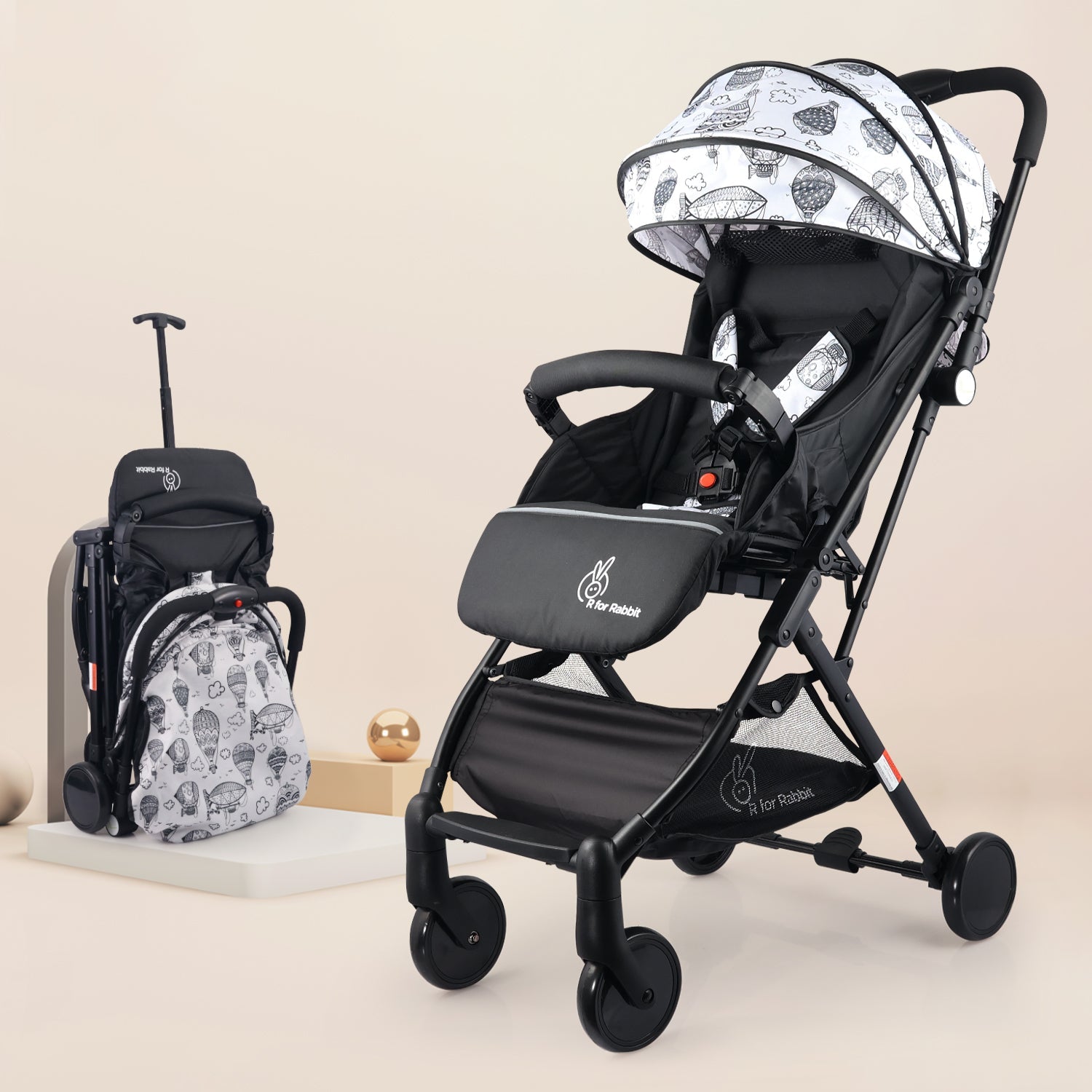 R for Rabbit Pocket Stroller Lite - Black White - Baby Stroller & Prams