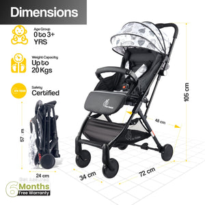R for Rabbit Pocket Stroller Lite - Black White - Baby Stroller & Prams