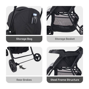 R for Rabbit Poppins Joy Cute Stroller For Kids - Black Grey - Baby Stroller & Prams