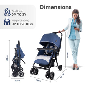 R for Rabbit Poppins Joy Stroller Blue Grey Baby Gear - Baby Stroller & Prams