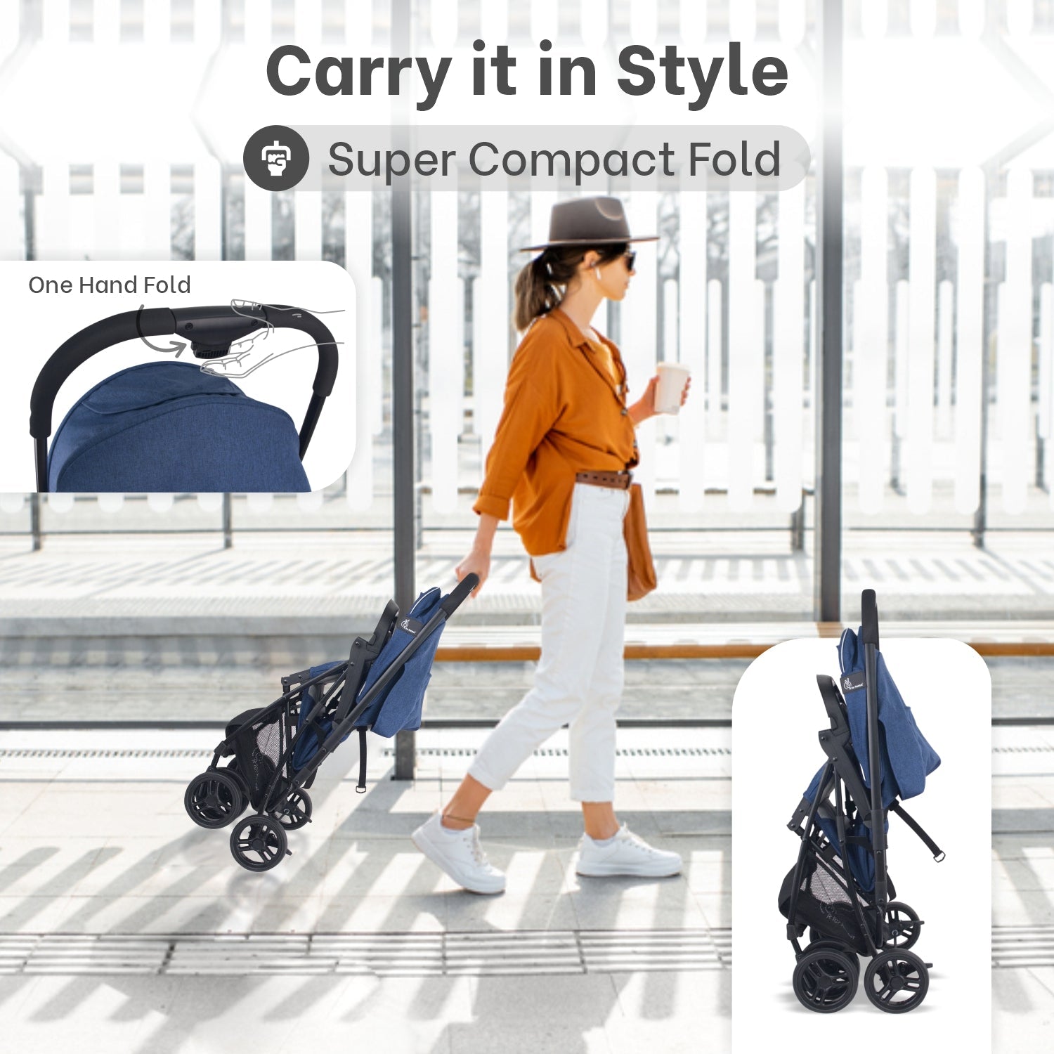 R for Rabbit Poppins Joy Stroller Blue Grey Baby Gear - Baby Stroller & Prams