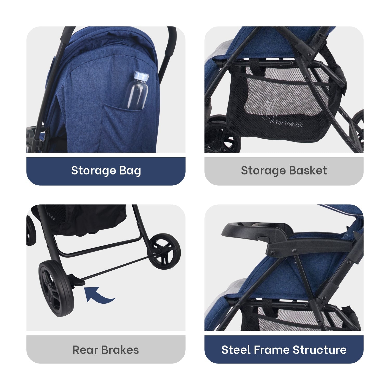 R for Rabbit Poppins Joy Stroller Blue Grey Baby Gear - Baby Stroller & Prams