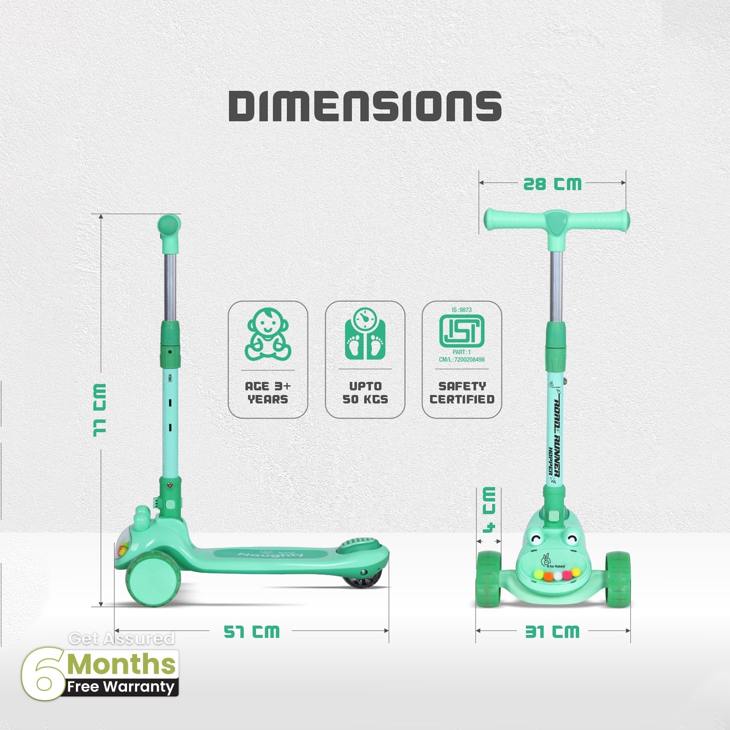 R for Rabbit Road Runner Hopper - Green - Scooter