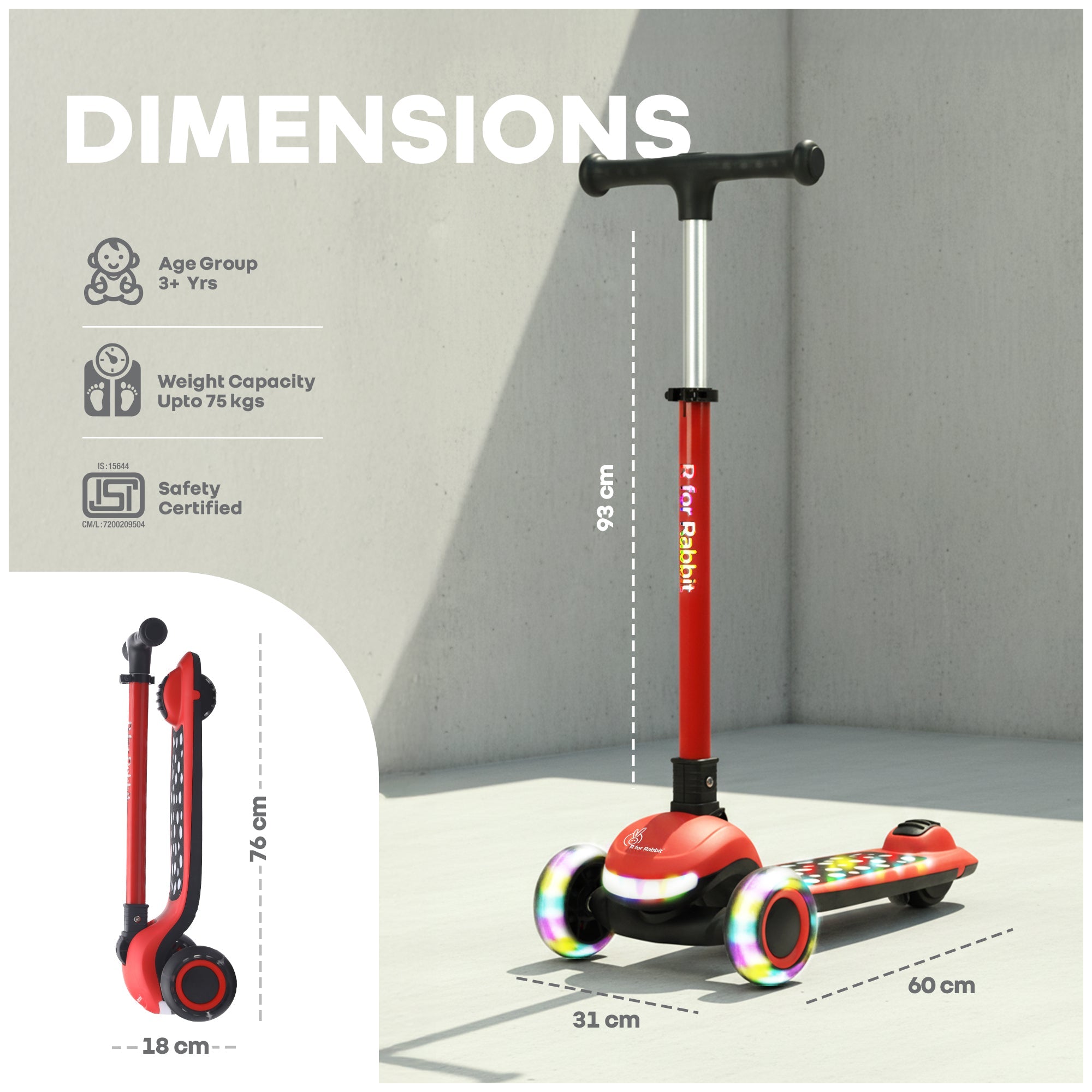 R for Rabbit Road Runner Jazz LED Wheels Kids Scooter - Scooter